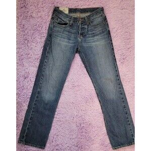 Hollister Women's Jeans 28x30 Blue Straight Denim Button Fly Mid Rise